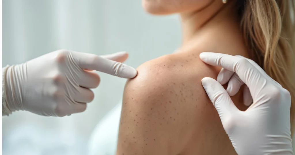 A doctor examining a patient's body for skin cancer treatment in Owensboro, KY