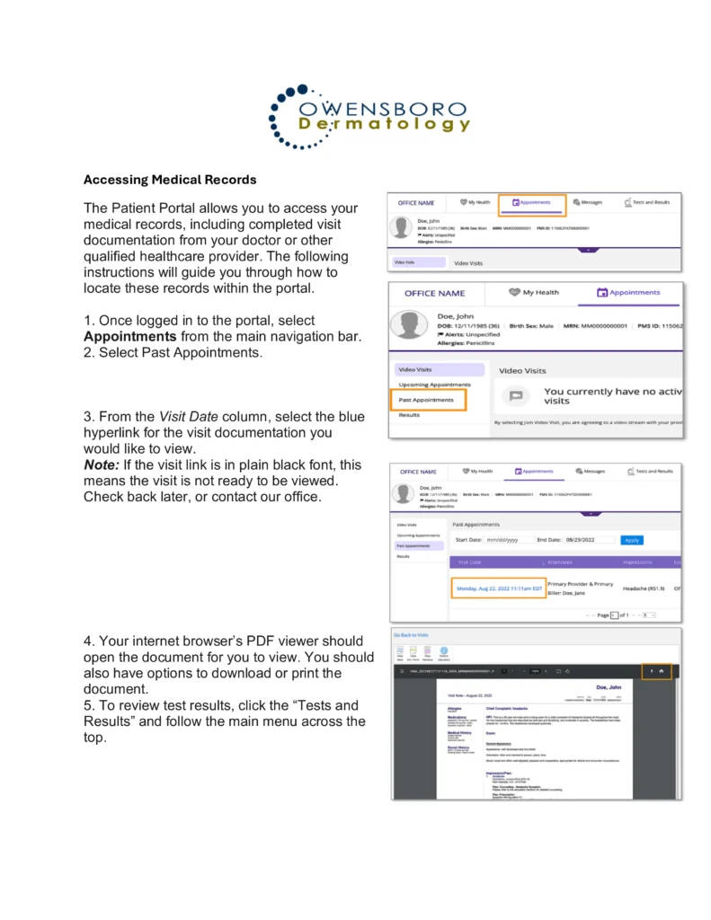 Patients Portal | Accessing Medical Records | Owensboro Dermatology